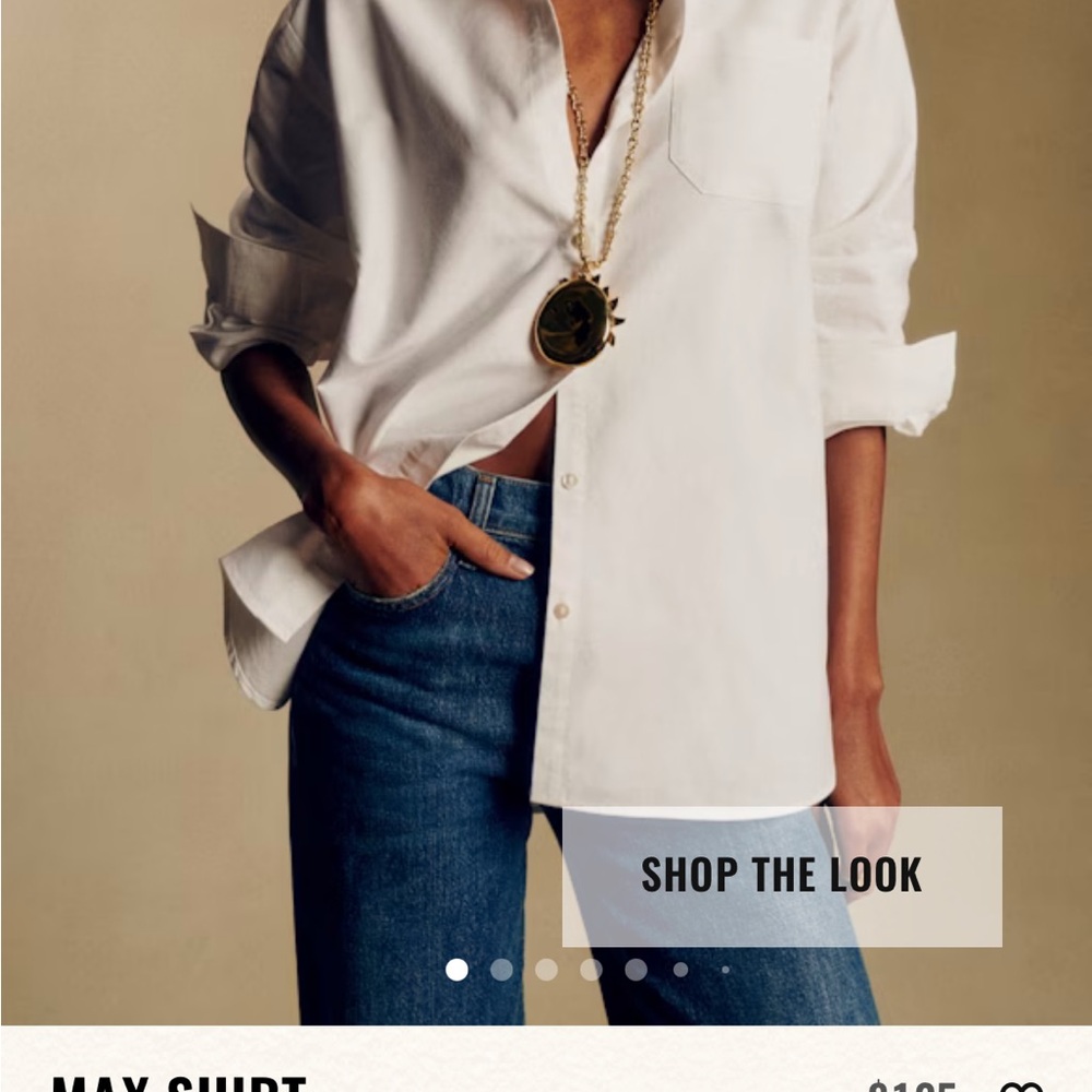 Sezane Max White Button-Up Shirt 38